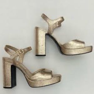 Zara gold block heels size 40